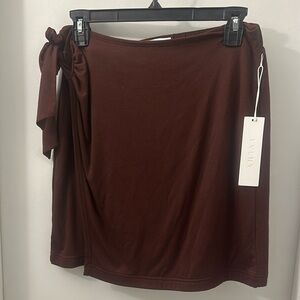 NWT Every
Pull-On Tie Mini Wrap Skirt brown